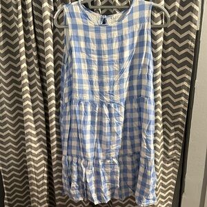 Gingham dress, blue and white